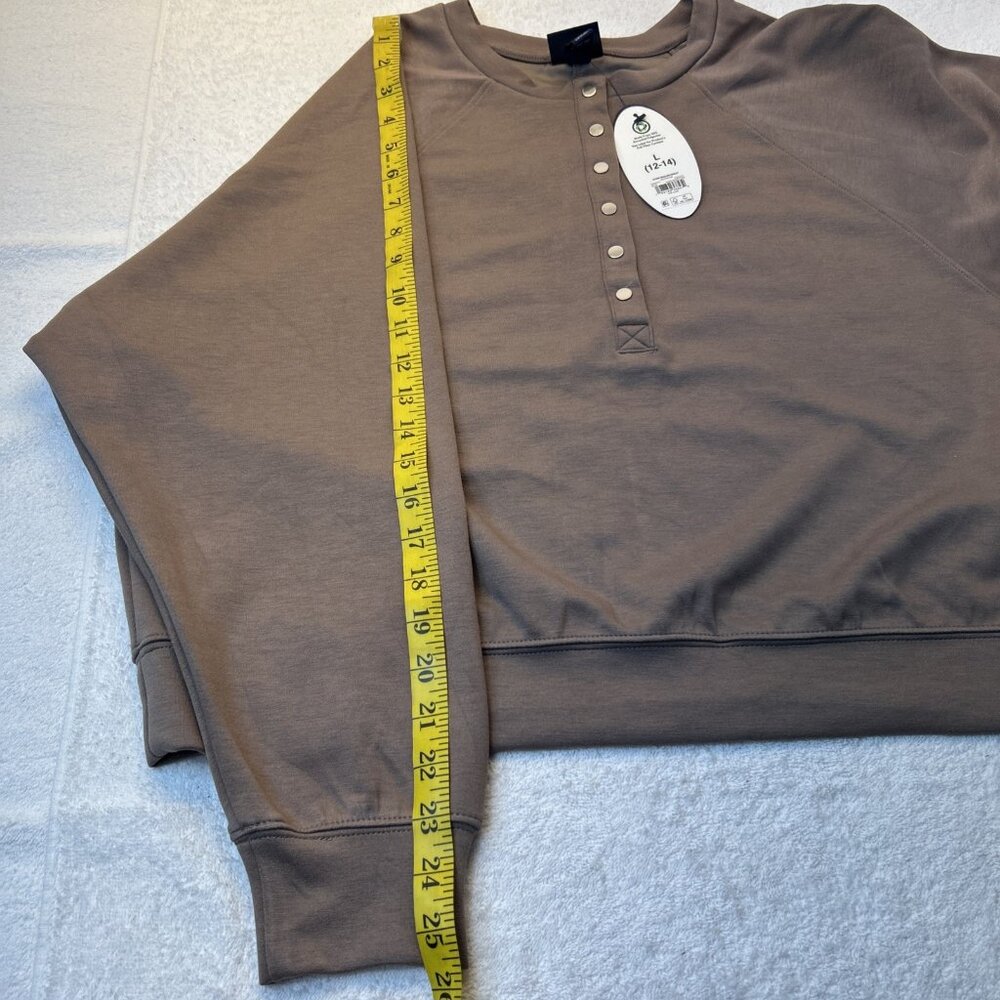 Scoop Ultimate Jersey Women’s SZ L Cocoa Brown 6 Button Long Sleeve Top New - Picture 6 of 8